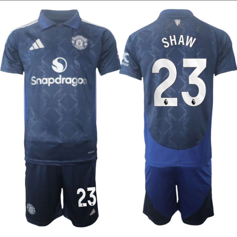 Men 2024-2025 Club Manchester United away blue #23 Soccer Jersey